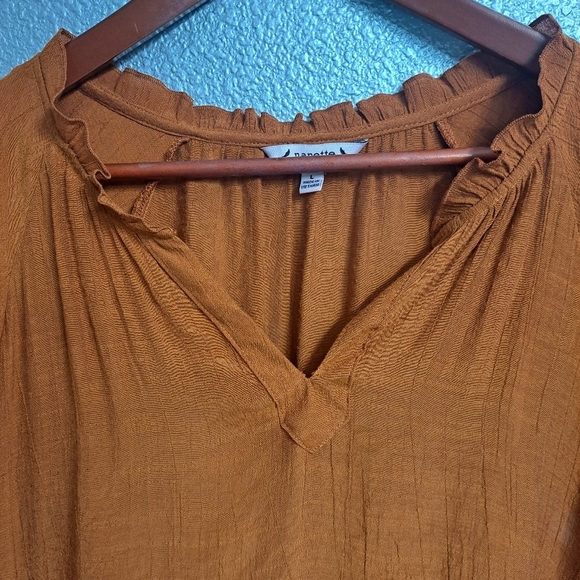 Nanette Lepore Semi Sheer Tiered Ruffle Sleeve Tunic/Top Size L - Picture 9 of 14